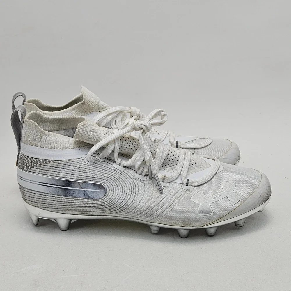 Under Armour Spotlight MC Mens 9 Football Cleats White Silver 3020675-100
